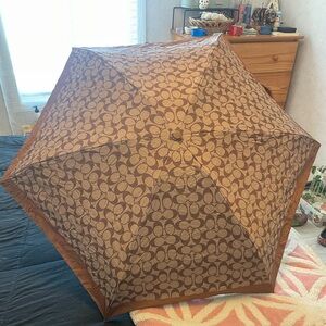 Coach Tan and Brown Patterned Umbrella